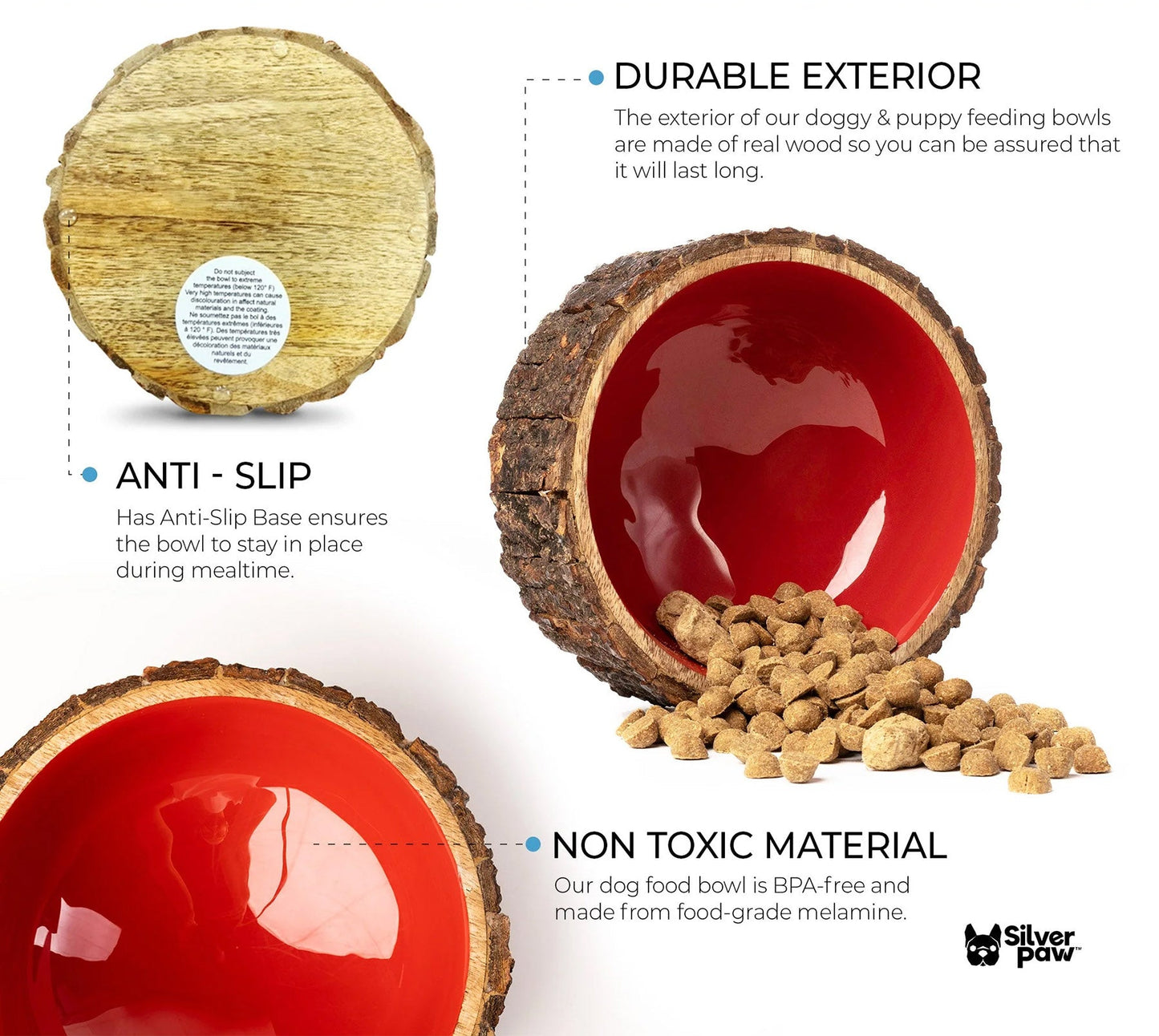 🐶 Farmhouse Wood Dog Bowl – BPA-Free, Non-Slip & Stylish Pet Dish (32oz)