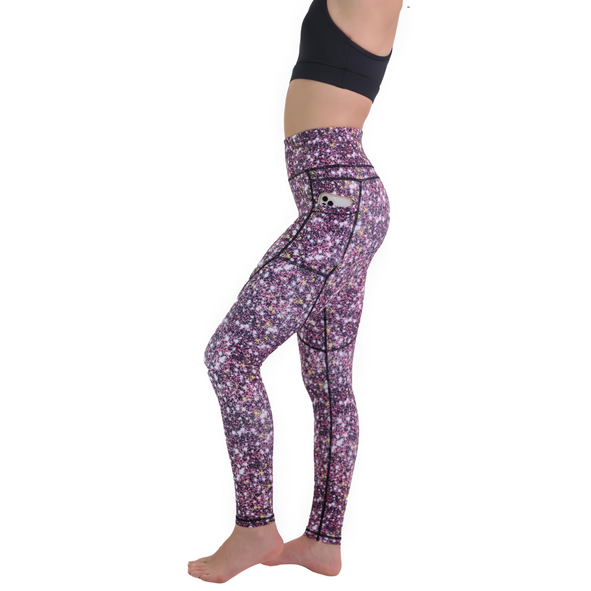 Women's Compression Leggings W/ Pockets - Galaxy Red