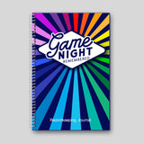 Game Night Remembered board game journal with colorful radial design, perfect for tracking game nights.
