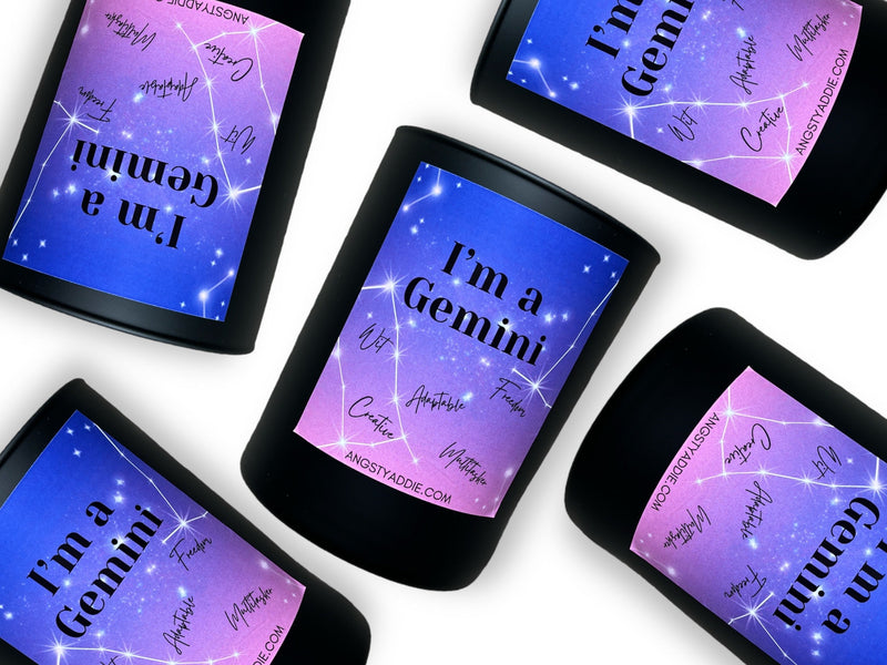 Gemini Zodiac candle by Angsty Addie