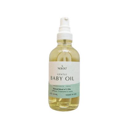 Gentle Baby Oil: Natural massage oil that relaxes your baby and gently nourishes skin. 4oz glass bottle by NOLEO