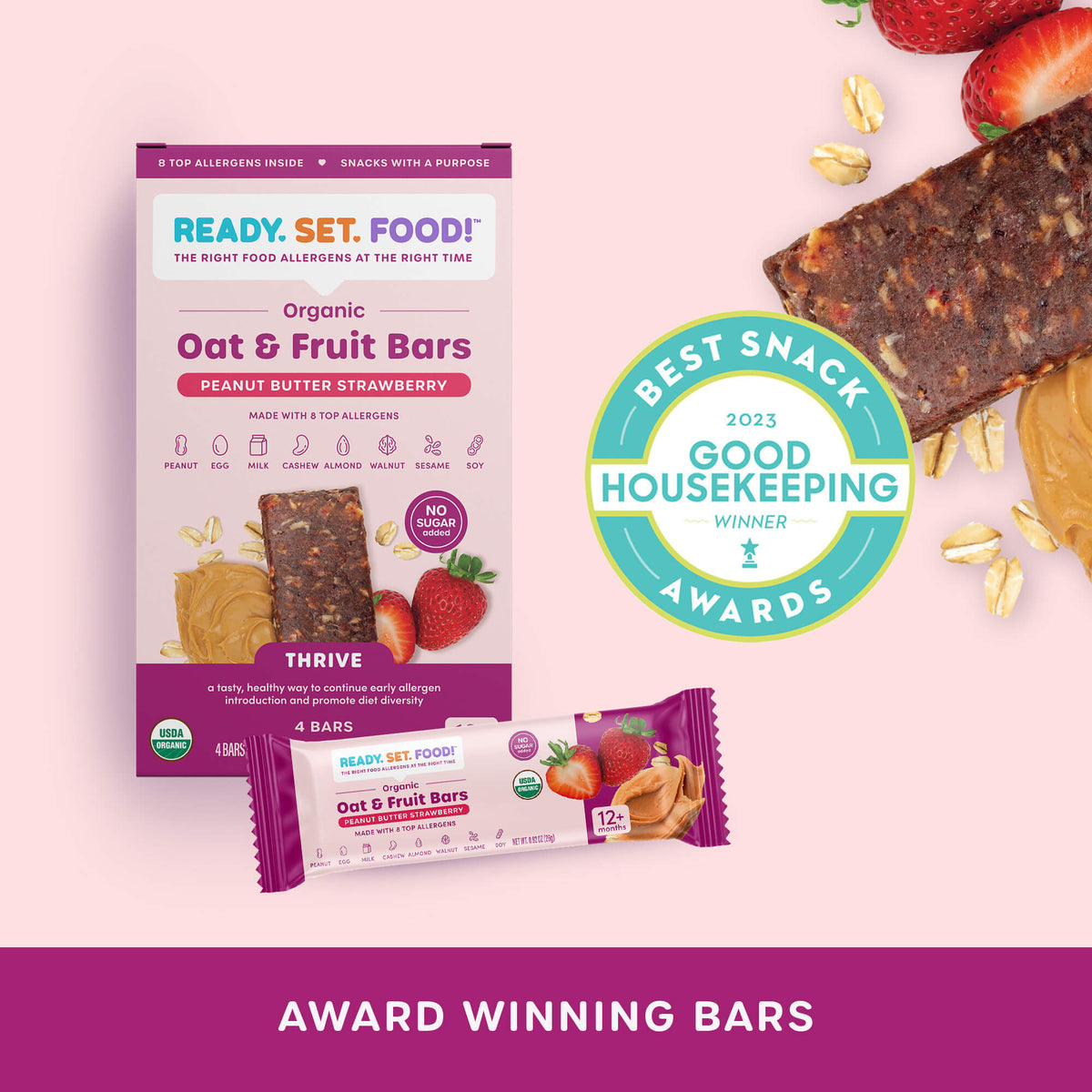 Organic Oat & Fruit Bars - Peanut Butter Strawberry