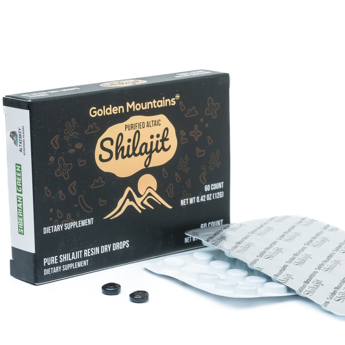 Shilajit 60 Dry Drops Altai "Golden Mountains" Siberian Green