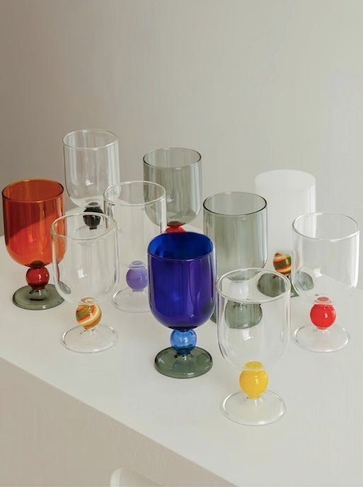 Gumballs Wine Glass Set - Eclectic Whimsical Coloured Cocktail Glasses