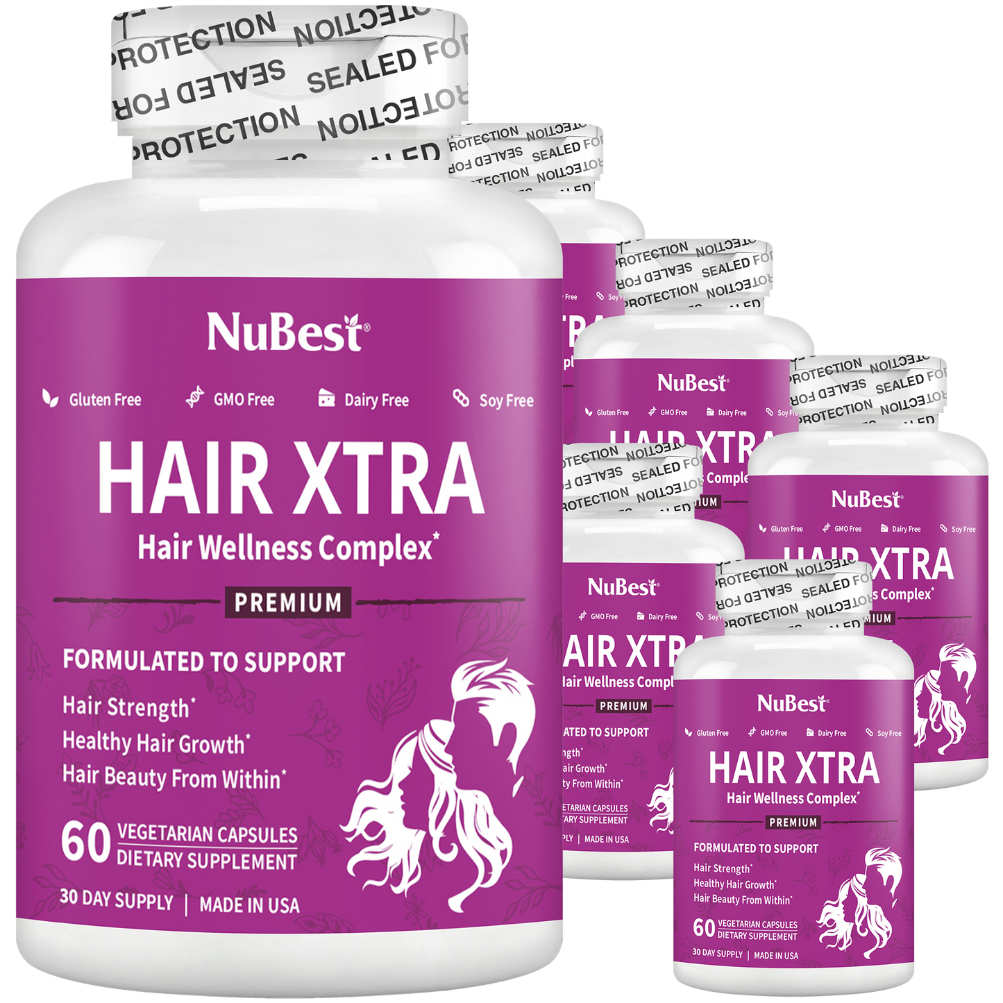 Hair Xtra, Premium Hair Growth Support for Men & Women, 60 Vegan Capsules by NuBest Nutrition®