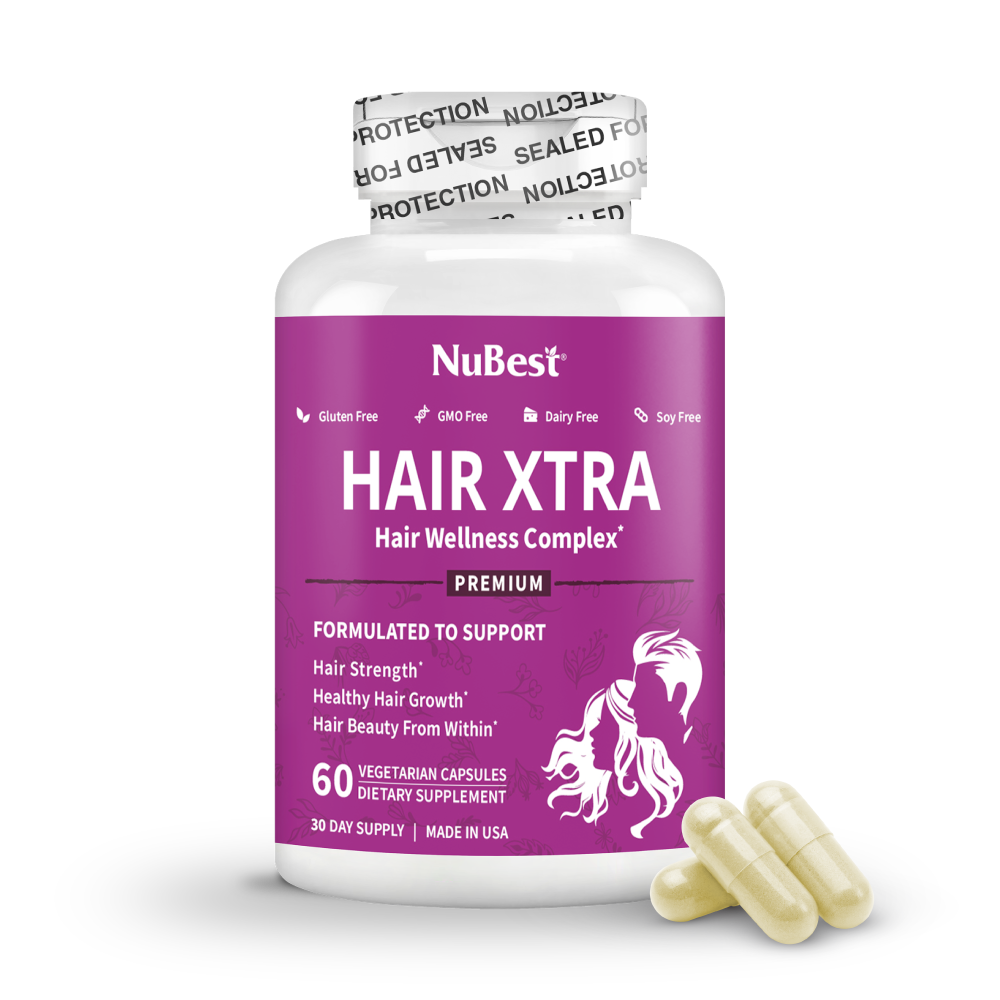 Hair Xtra, Premium Hair Growth Support for Men & Women, 60 Vegan Capsules by NuBest Nutrition®