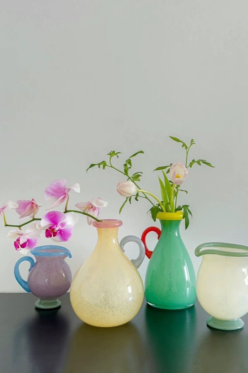 Handblown Bonbon Dopamine Bottle Vase, Whimsical Vintage Vase Centrepiece