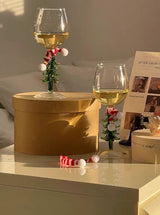 Handblown Christmas Tree Wine Glasses Set of 2 Pcs