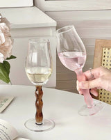 Handblown Retro Wavy Rose Wine Glasses Set of 4 Pcs ( $14.9 Each )