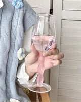 Handblown Retro Wavy Rose Wine Glasses Set of 4 Pcs ( $14.9 Each )