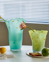 Handblown Wavy Whimsical Glass Vase - Eclectic Table Setting Centrepieces