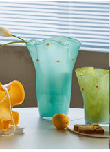 Handblown Wavy Whimsical Glass Vase - Eclectic Table Setting Centrepieces