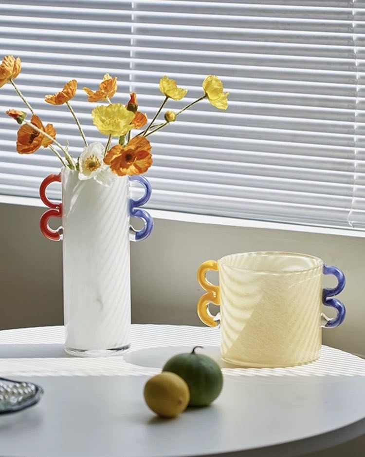 Handblown Whimsical Cylinder Vase - Eclectic Table Setting Centrepieces