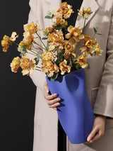 Handcrafted Modern Klein Blue Wavy Vase - Unique Dinner Party Decorative Centrepiece