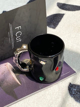 Handmade Ceramic Gemstone Couple Coffee Mugs with Wavy Handle