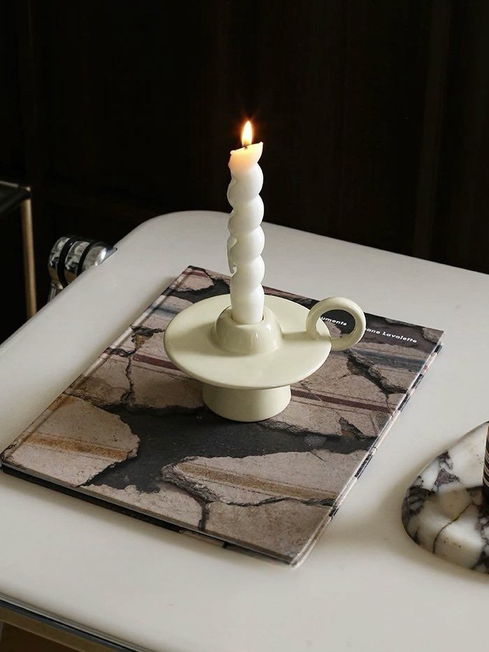 Handmade Ceramic UFO Candle Holder, Retro Table Decor