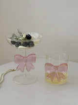 Handmade Cute Whimsical Bowknot Cup Set of 2 Pcs, Tumbler Glass
