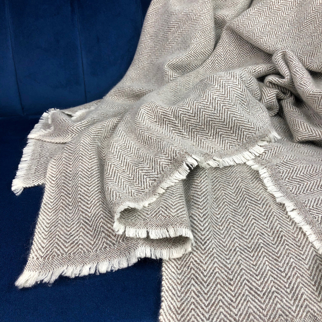 Espresso Herringbone Cashmere Throw by SLATE + SALT