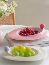 Handmade Jelly Bean Ceramic Rim Soup Bowl, Dopamine Table Setting Decor