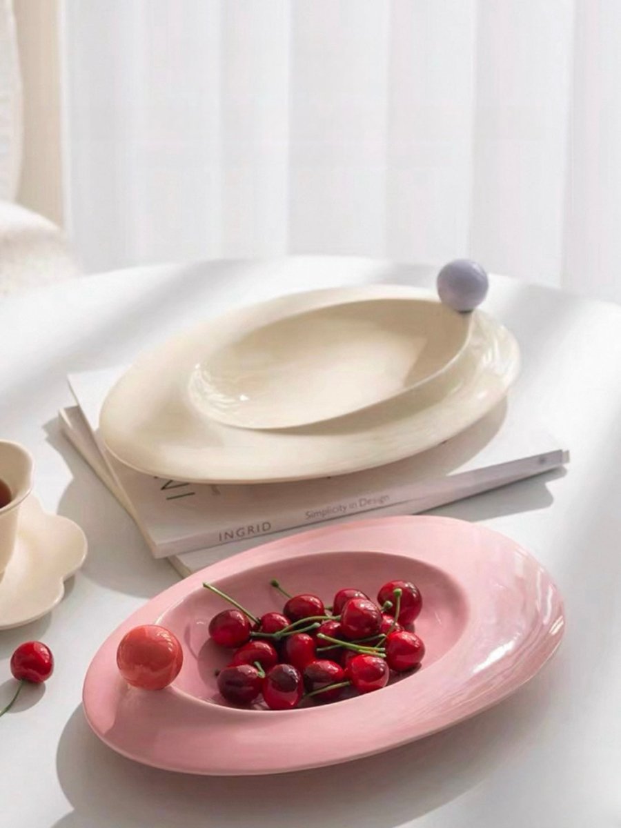 Handmade Jelly Bean Ceramic Rim Soup Bowl, Dopamine Table Setting Decor