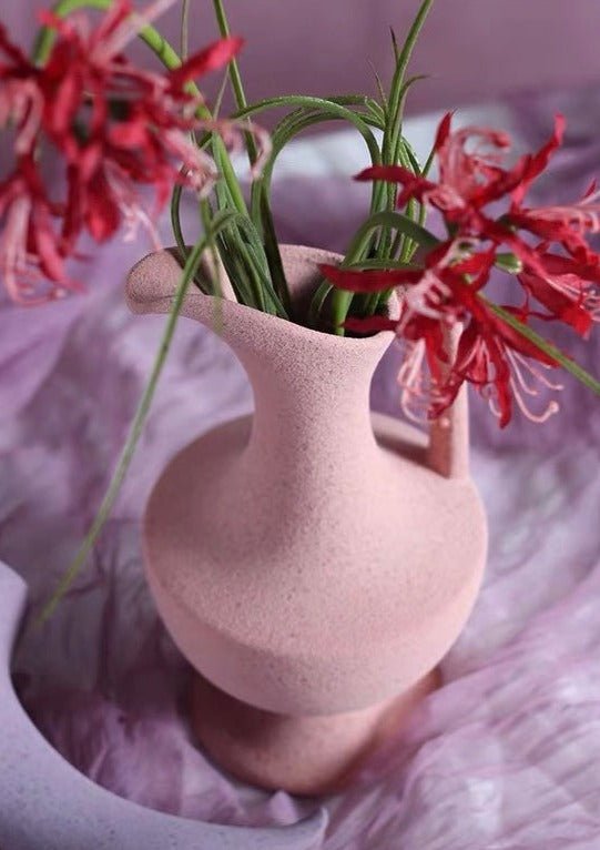 Handmade Medieval Style Ceramic Decorative Flower Vase with Matte Finish