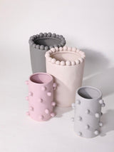 Handmade Morandi-color Pomponette Vase, Dotted Cylinder Centrepiece