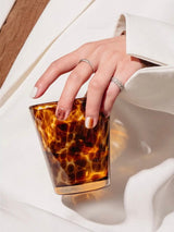 Handmade Retro Elegant Tortoise Glass Cup Tumbler Set of 2