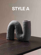 Handmade Wabi Sabi Abstract Pottery Vase, Crude Rustic Decorative Flower Vessel