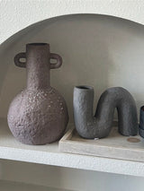 Handmade Wabi Sabi Abstract Pottery Vase, Crude Rustic Decorative Flower Vessel