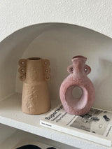 Handmade Wabi Sabi Abstract Pottery Vase, Crude Rustic Decorative Flower Vessel