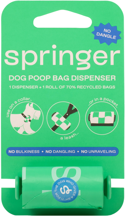 Dog Poop Bag Dispenser + 15 Premium Poop Bags