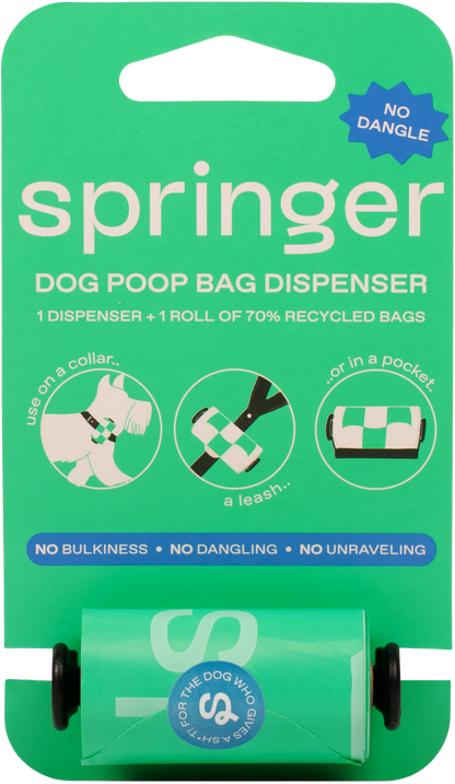 Dog Poop Bag Dispenser + 15 Premium Poop Bags