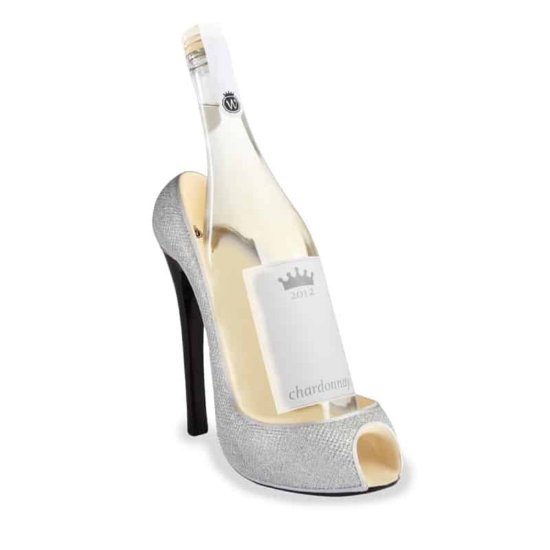High Heel Silver Glitter Wine Bottle Holder