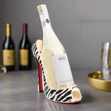 High Heel Zebra Print Wine Bottle Holder