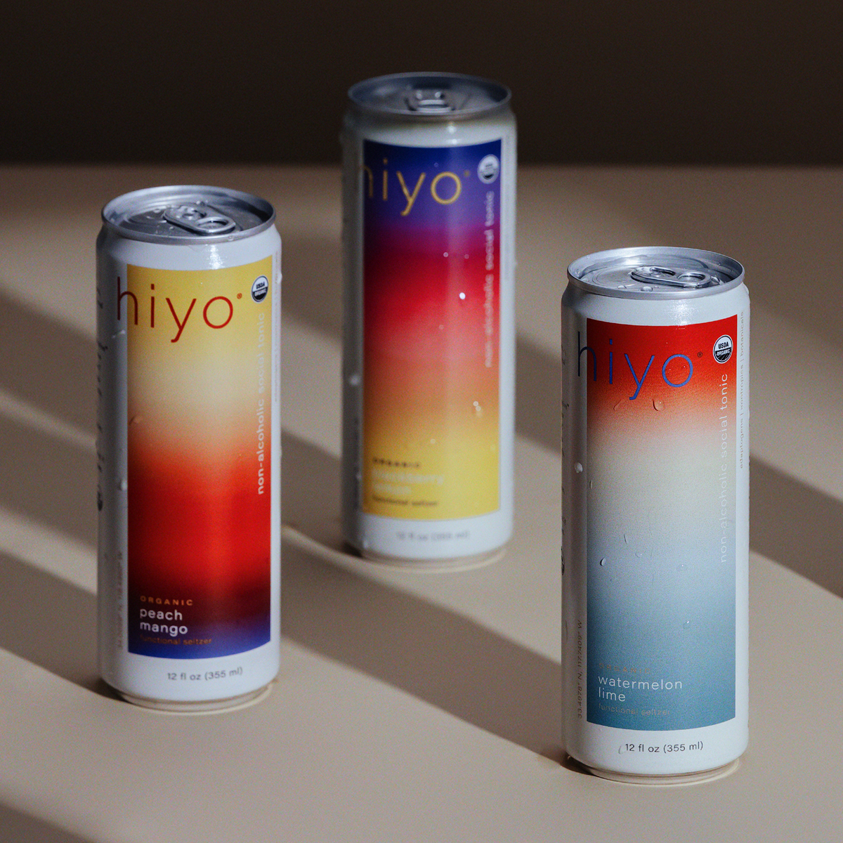 Sparkling Social Tonic, Variety Pack by hiyo, Original flavors - Peach Mango, Watermelon Lime, and Blackberry Lemon