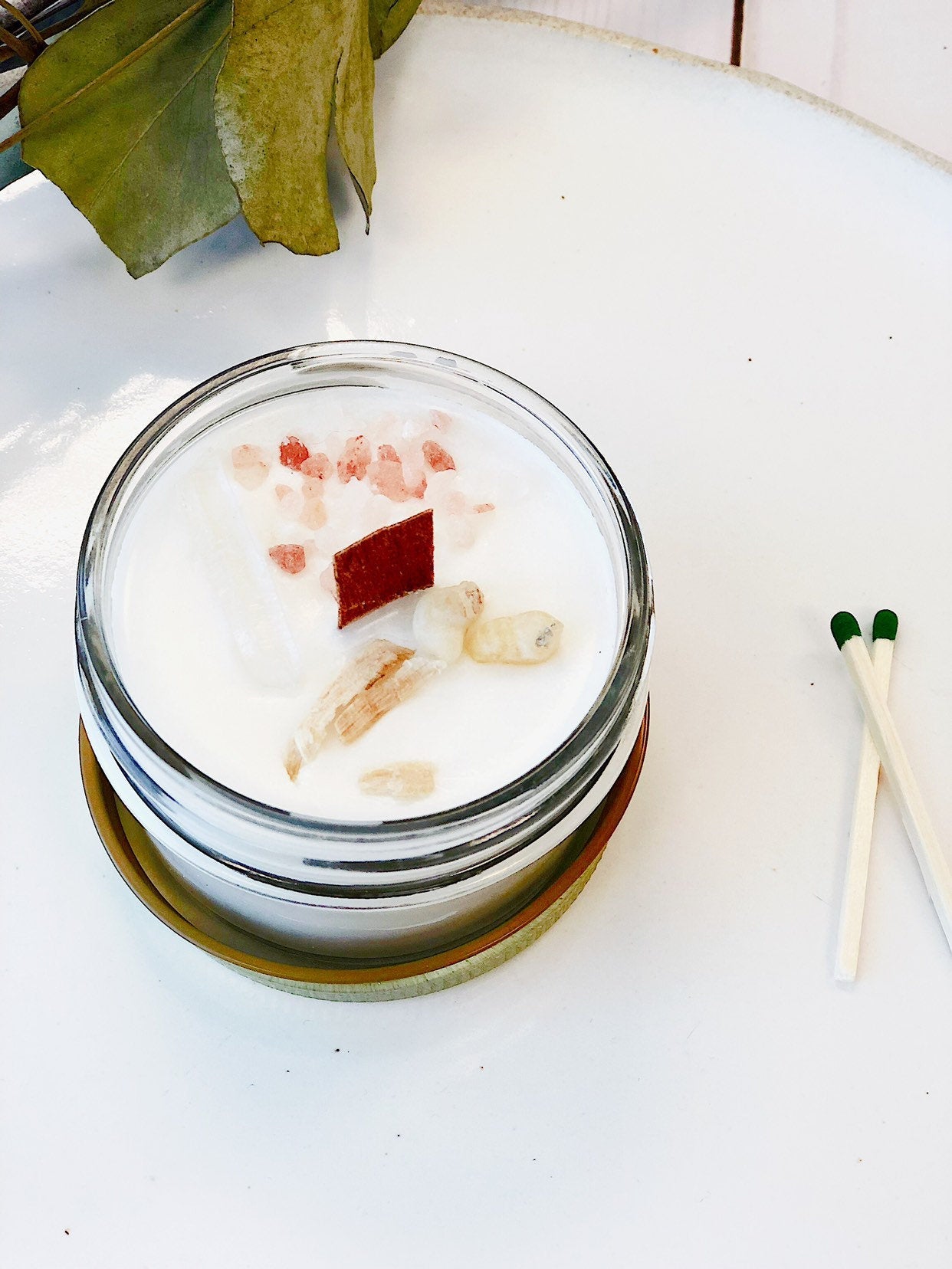 Space Clearing Candle/ Intention Candle / Organic Soy Candle / Candle with Crystals / Cleansing Candle