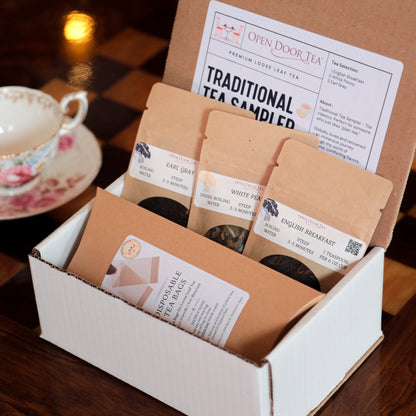 Traditional Tea Sampler | 3 Loose Leaf Teas for Gifts & Tastings by Open Door Tea