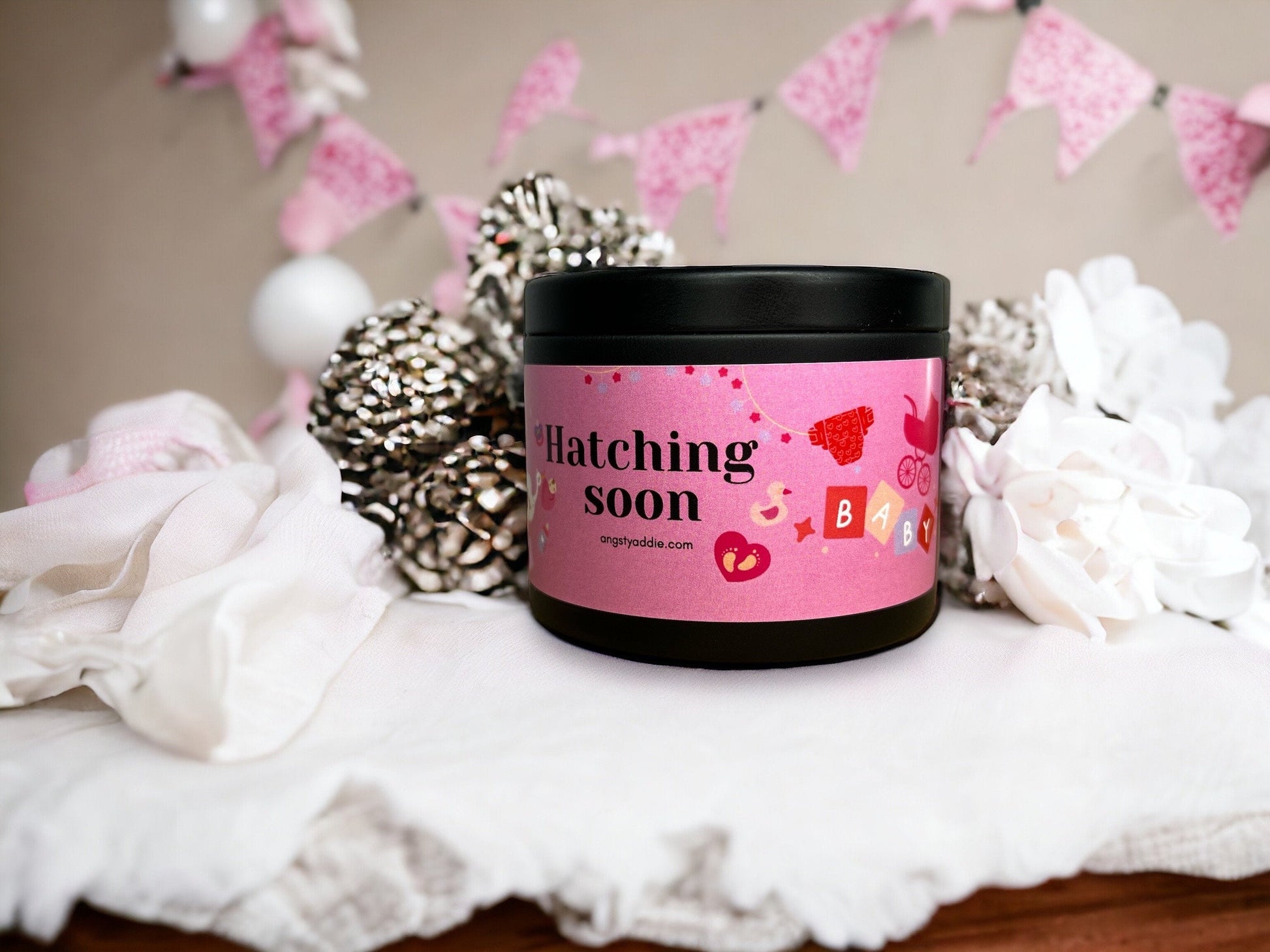 Girl baby shower candle favors by Angsty Addie