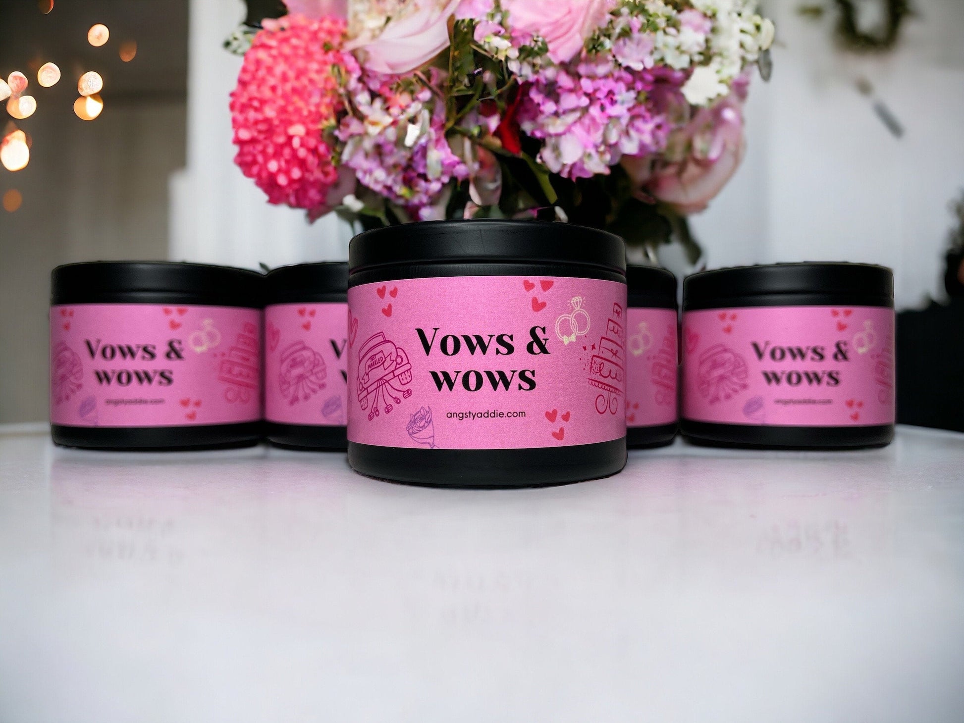 Vows + Wows bridal shower favors by Angsty Addie