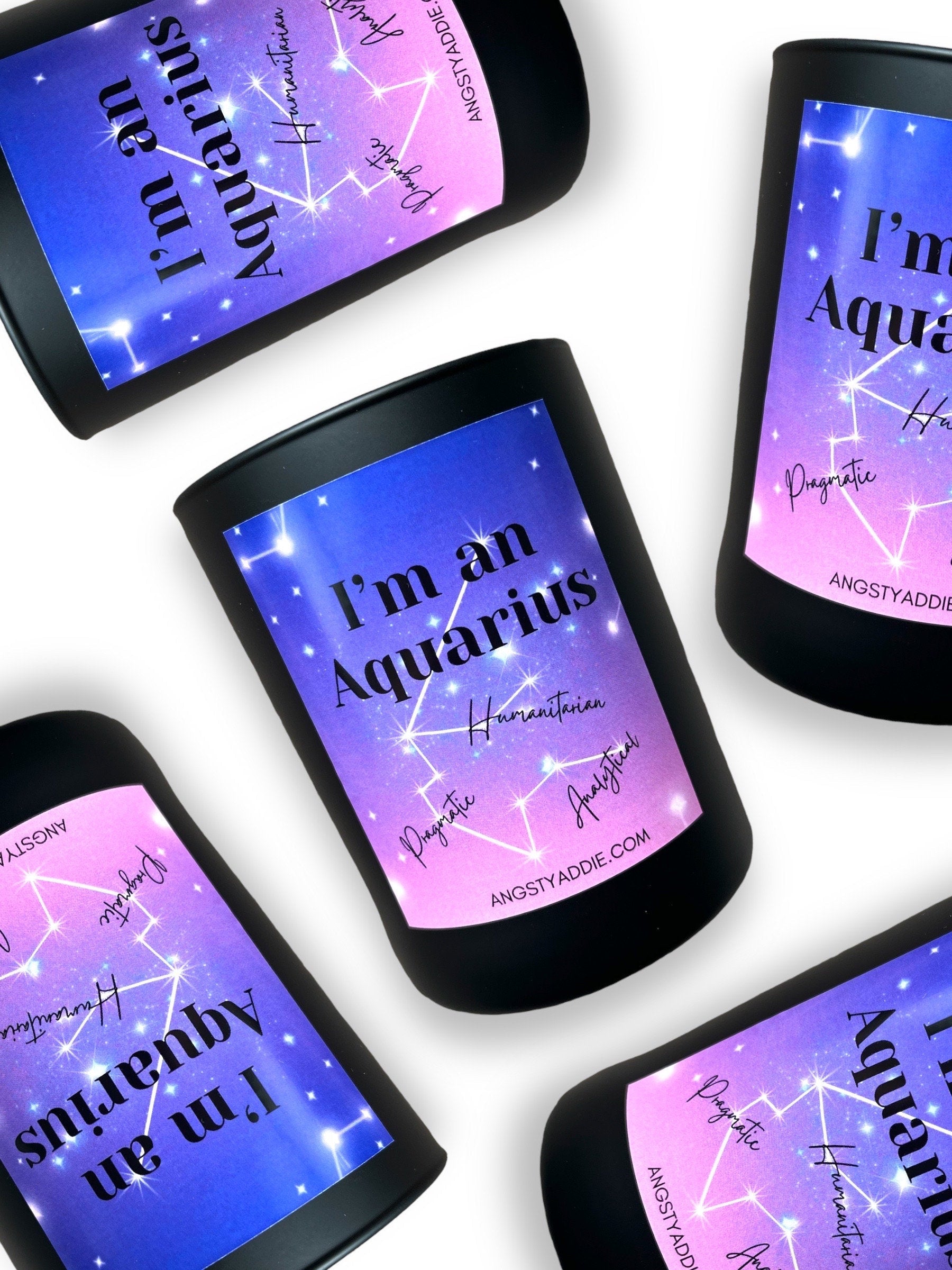 Aquarius zodiac candle by Angsty Addie