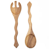 Hand Carved Wood Salad Serving Set by Upavim Crafts