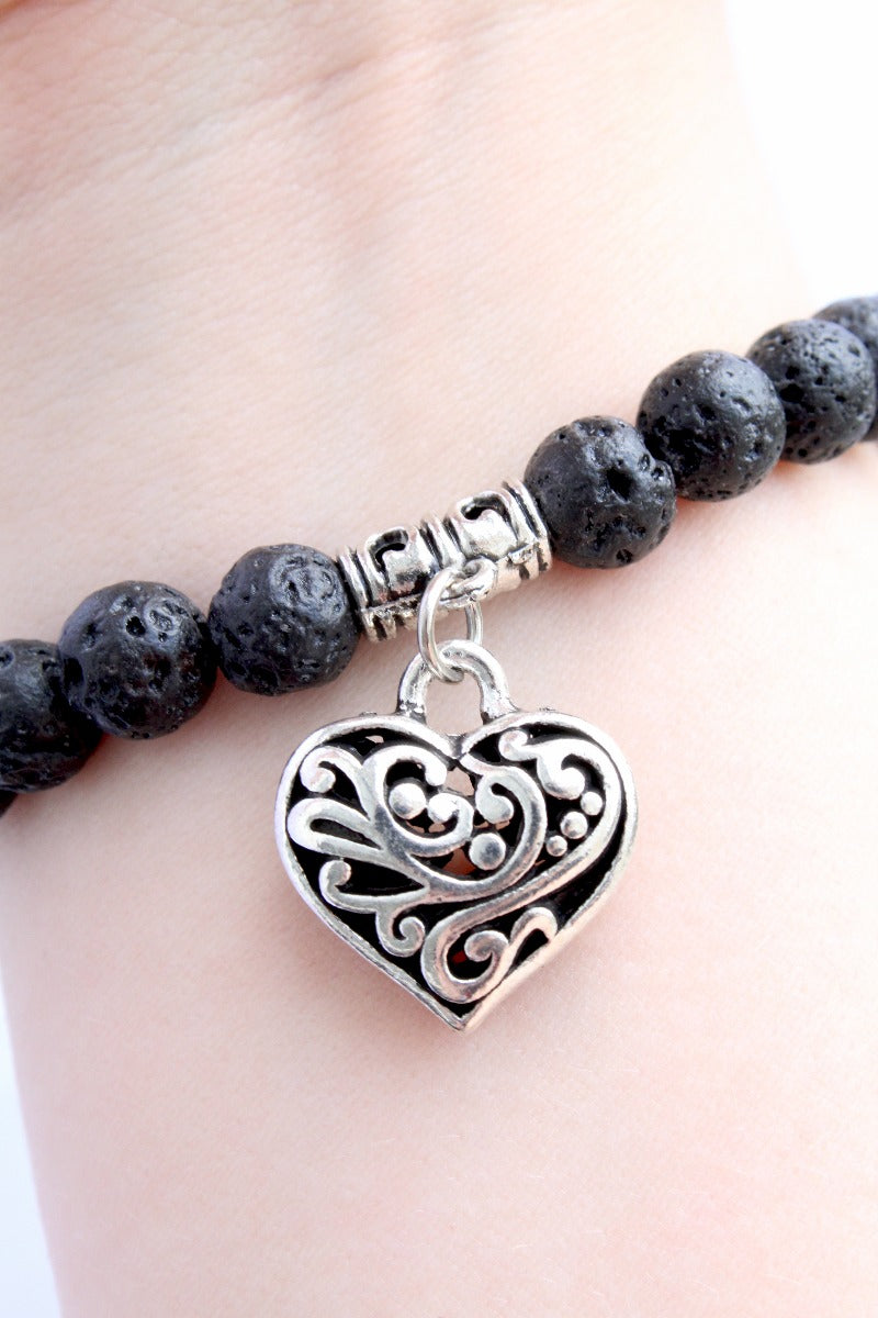 Silver Heart Aromatherapy Bracelet