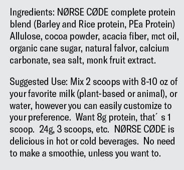 NØRSE CØDE Chocolate Plant Protein Powder: Power Through Your Day, Naturally.