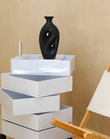 Handmade Contemporary Abstract Ceramic Black Flower Vase - Decorative Irregular Vase