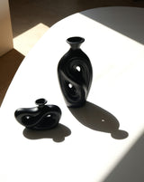Handmade Contemporary Abstract Ceramic Black Flower Vase - Decorative Irregular Vase