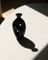 Handmade Contemporary Abstract Ceramic Black Flower Vase - Decorative Irregular Vase