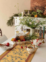 Italian Floral Decorative Table Runner for Elegant Table Setting