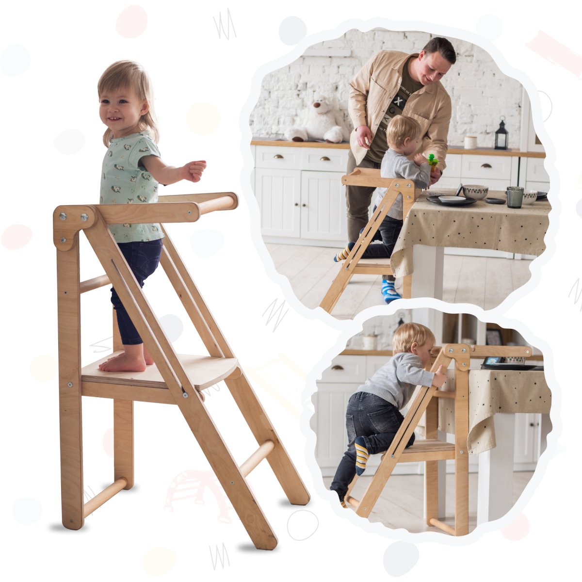 Helper Tower - Kitchen Step Stool, Beige by Goodevas