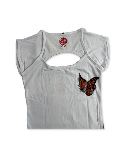 Butterflies Women's Short Sleeve Top, White