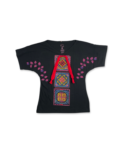 Mandala Women's Short Sleeve Shirt, Black